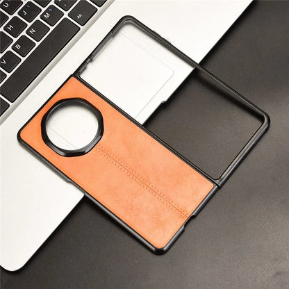 For Honor Magic V3 5G Case Cowhide Texture Leather+PC Phone Cover Stitching Lines