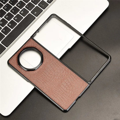 For Honor Magic V3 5G Case Crocodile Texture Leather Coated Hard PC Phone Cover
