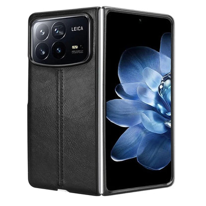 For Xiaomi Mix Fold 4 5G Case Cowhide Texture Leather+PC Phone Cover Stitching Lines