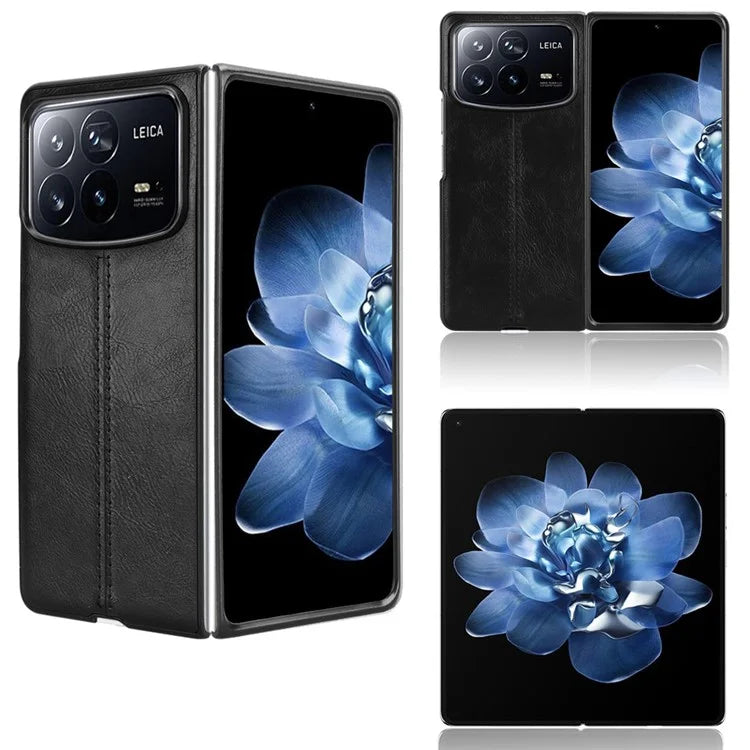 For Xiaomi Mix Fold 4 5G Case Cowhide Texture Leather+PC Phone Cover Stitching Lines