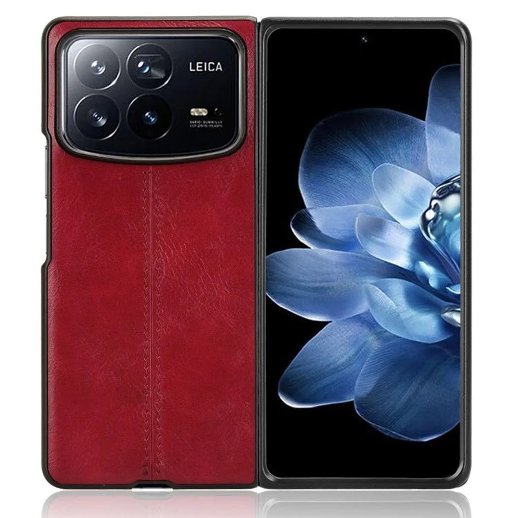 For Xiaomi Mix Fold 4 5G Case Cowhide Texture Leather+PC Phone Cover Stitching Lines