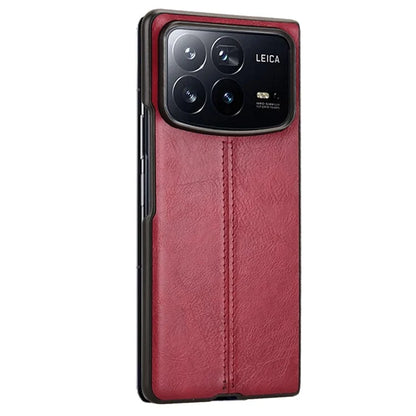 For Xiaomi Mix Fold 4 5G Case Cowhide Texture Leather+PC Phone Cover Stitching Lines