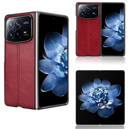 For Xiaomi Mix Fold 4 5G Case Cowhide Texture Leather+PC Phone Cover Stitching Lines