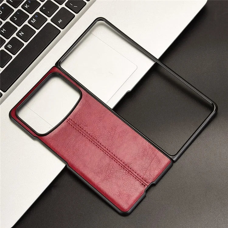 For Xiaomi Mix Fold 4 5G Case Cowhide Texture Leather+PC Phone Cover Stitching Lines