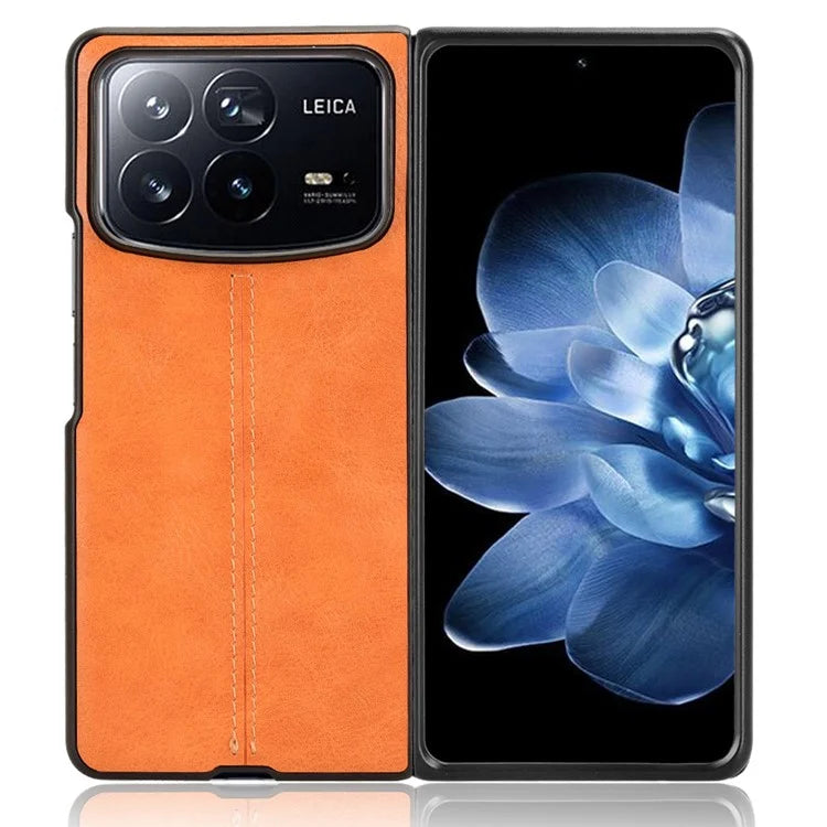 For Xiaomi Mix Fold 4 5G Case Cowhide Texture Leather+PC Phone Cover Stitching Lines