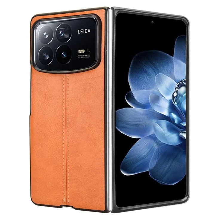 For Xiaomi Mix Fold 4 5G Case Cowhide Texture Leather+PC Phone Cover Stitching Lines