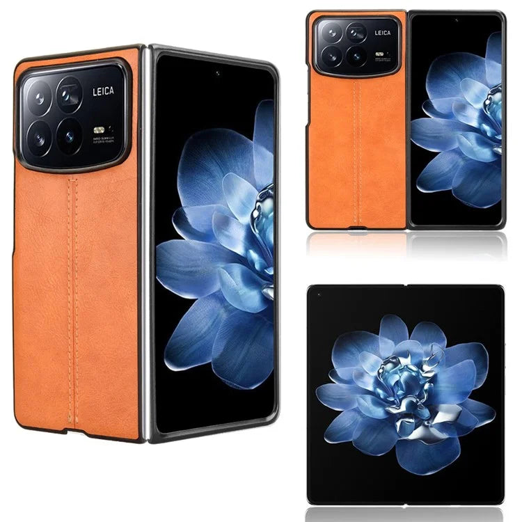 For Xiaomi Mix Fold 4 5G Case Cowhide Texture Leather+PC Phone Cover Stitching Lines