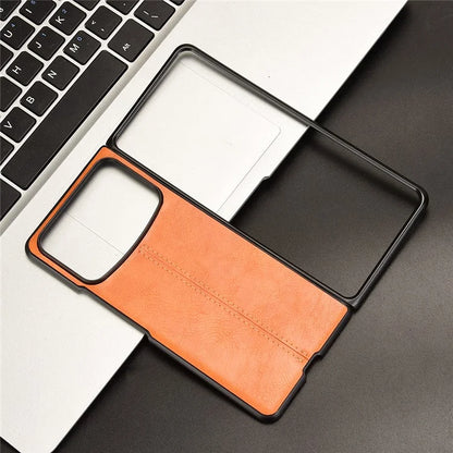 For Xiaomi Mix Fold 4 5G Case Cowhide Texture Leather+PC Phone Cover Stitching Lines