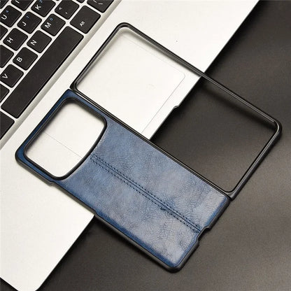 For Xiaomi Mix Fold 4 5G Case Cowhide Texture Leather+PC Phone Cover Stitching Lines