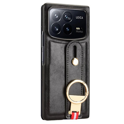 For Xiaomi Mix Fold 4 5G Case Leather+PC+TPU Wristband Cover with Bottle Opener Ring