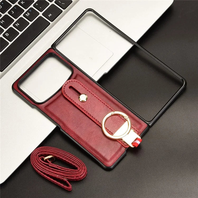 For Xiaomi Mix Fold 4 5G Case Leather+PC+TPU Wristband Cover with Bottle Opener Ring