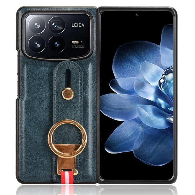 For Xiaomi Mix Fold 4 5G Case Leather+PC+TPU Wristband Cover with Bottle Opener Ring