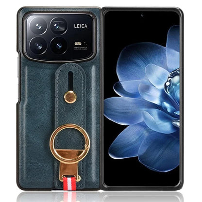 For Xiaomi Mix Fold 4 5G Case Leather+PC+TPU Wristband Cover with Bottle Opener Ring