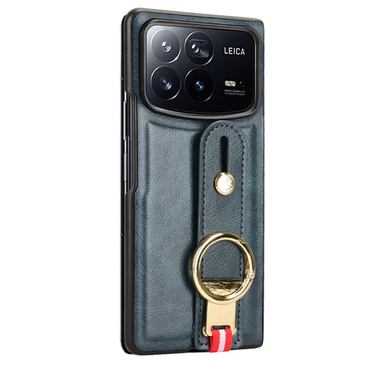 For Xiaomi Mix Fold 4 5G Case Leather+PC+TPU Wristband Cover with Bottle Opener Ring