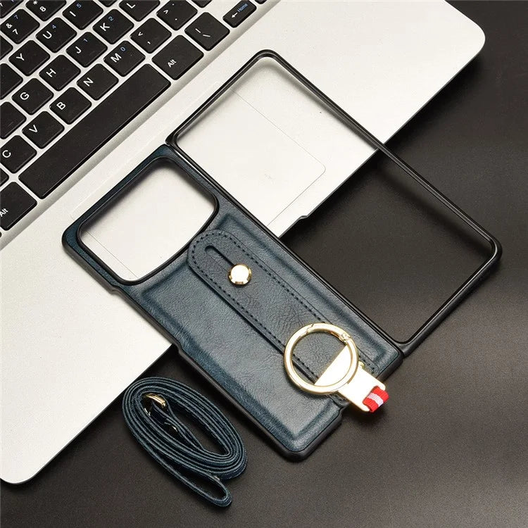 For Xiaomi Mix Fold 4 5G Case Leather+PC+TPU Wristband Cover with Bottle Opener Ring