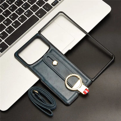 For Xiaomi Mix Fold 4 5G Case Leather+PC+TPU Wristband Cover with Bottle Opener Ring