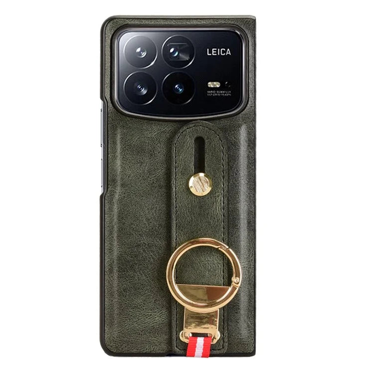 For Xiaomi Mix Fold 4 5G Case Leather+PC+TPU Wristband Cover with Bottle Opener Ring