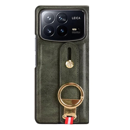 For Xiaomi Mix Fold 4 5G Case Leather+PC+TPU Wristband Cover with Bottle Opener Ring