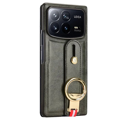 For Xiaomi Mix Fold 4 5G Case Leather+PC+TPU Wristband Cover with Bottle Opener Ring