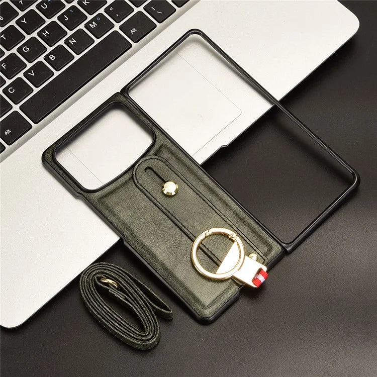 For Xiaomi Mix Fold 4 5G Case Leather+PC+TPU Wristband Cover with Bottle Opener Ring