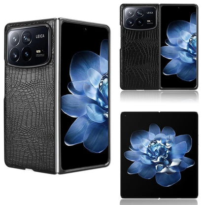 For Xiaomi Mix Fold 4 5G Case Crocodile Texture Leather Coated Hard PC Phone Cover