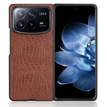 For Xiaomi Mix Fold 4 5G Case Crocodile Texture Leather Coated Hard PC Phone Cover