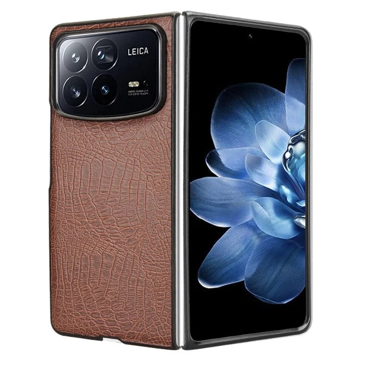 For Xiaomi Mix Fold 4 5G Case Crocodile Texture Leather Coated Hard PC Phone Cover