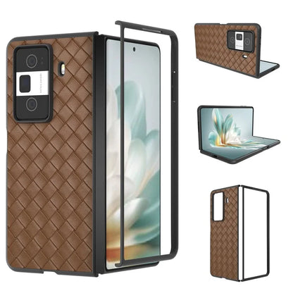 For Honor Magic Vs3 5G Case Woven Texture PU Leather Coated PC Mobile Phone Cover