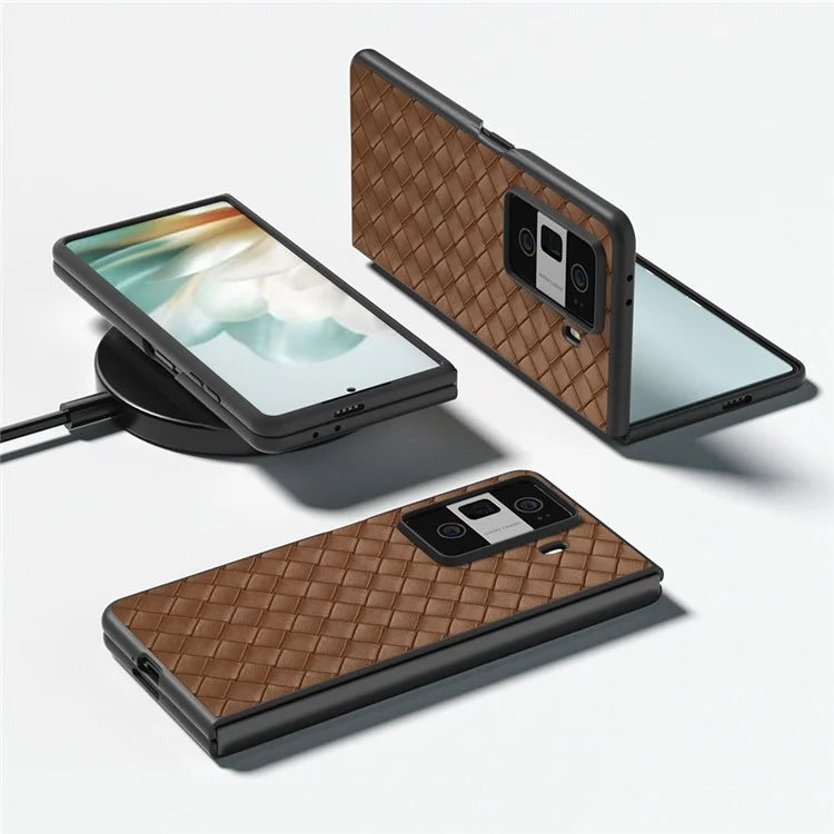 For Honor Magic Vs3 5G Case Woven Texture PU Leather Coated PC Mobile Phone Cover