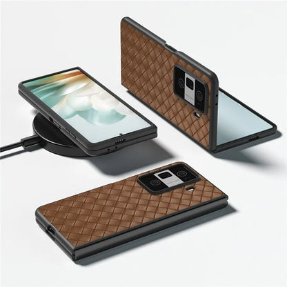 For Honor Magic Vs3 5G Case Woven Texture PU Leather Coated PC Mobile Phone Cover