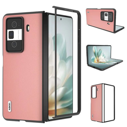 ABEEL For Honor Magic Vs3 5G Case Genuine Cow Leather Hard PC Phone Cover