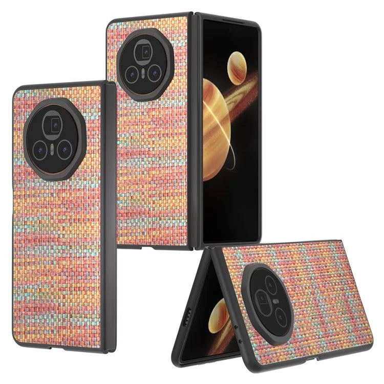 For Honor Magic V3 5G Case Leather+PC Phone Cover Plaid Texture