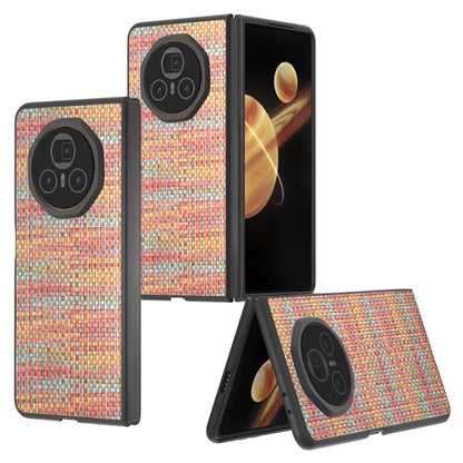 For Honor Magic V3 5G Case Leather+PC Phone Cover Plaid Texture