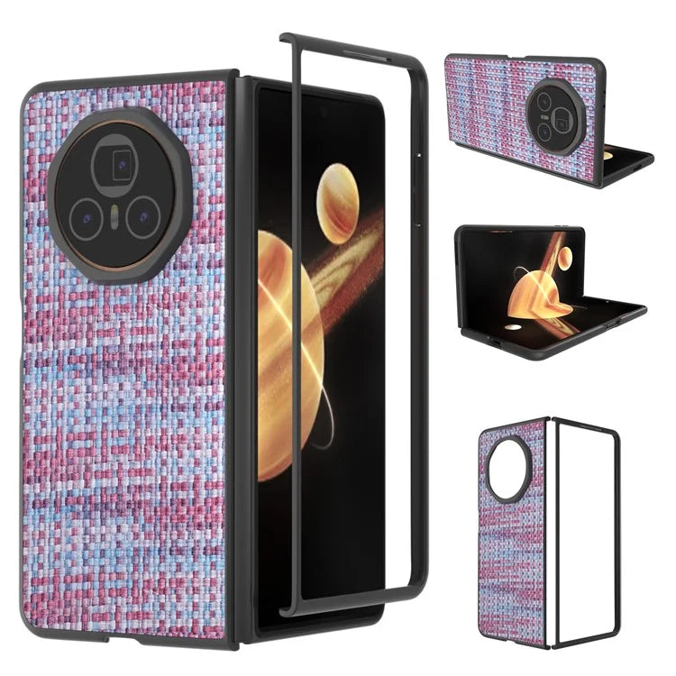 For Honor Magic V3 5G Case Leather+PC Phone Cover Plaid Texture