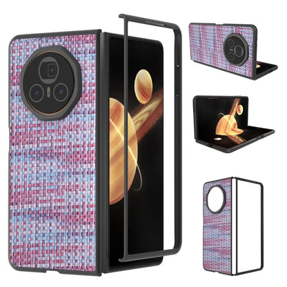 For Honor Magic V3 5G Case Leather+PC Phone Cover Plaid Texture