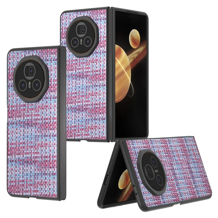 For Honor Magic V3 5G Case Leather+PC Phone Cover Plaid Texture