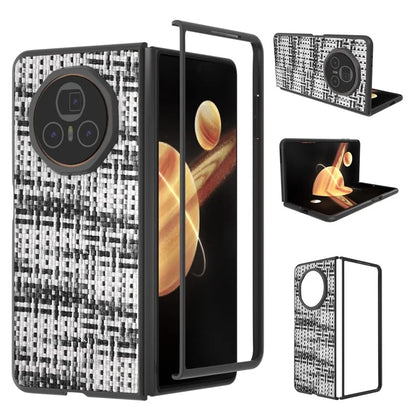 For Honor Magic V3 5G Case Leather+PC Phone Cover Plaid Texture