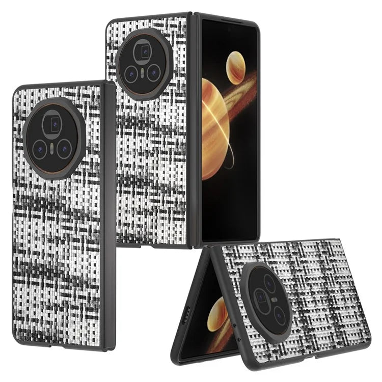 For Honor Magic V3 5G Case Leather+PC Phone Cover Plaid Texture