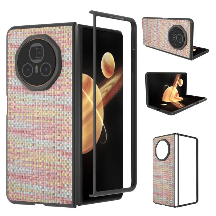 For Honor Magic V3 5G Case Leather+PC Phone Cover Plaid Texture