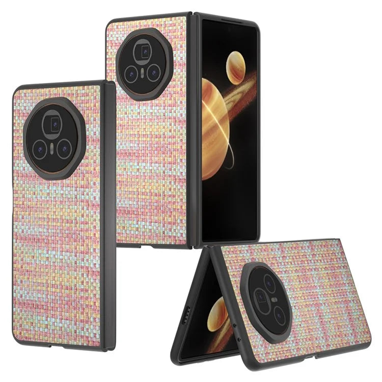 For Honor Magic V3 5G Case Leather+PC Phone Cover Plaid Texture