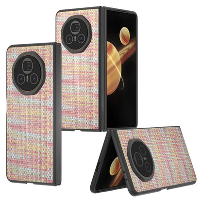 For Honor Magic V3 5G Case Leather+PC Phone Cover Plaid Texture
