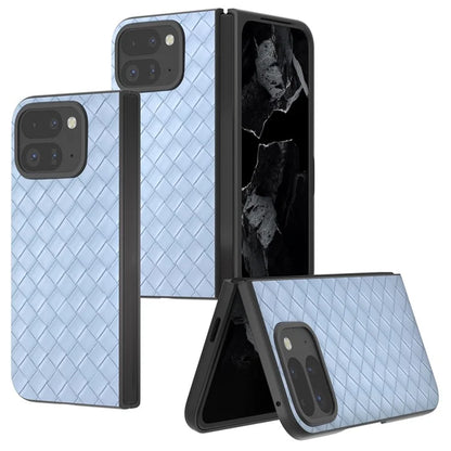 For Google Pixel 9 Pro Fold 5G Case Woven Texture PU Leather Coated PC Mobile Phone Cover