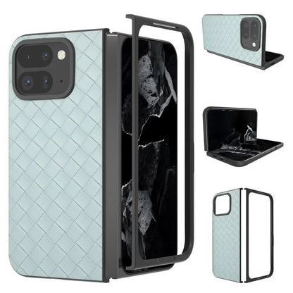 For Google Pixel 9 Pro Fold 5G Case Woven Texture PU Leather Coated PC Mobile Phone Cover