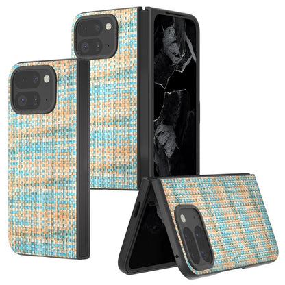 For Google Pixel 9 Pro Fold 5G Case Leather+PC Phone Cover Plaid Texture