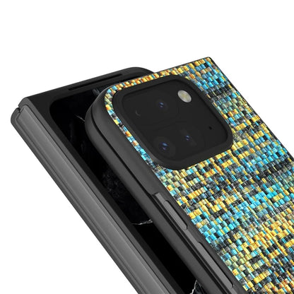 For Google Pixel 9 Pro Fold 5G Case Leather+PC Phone Cover Plaid Texture