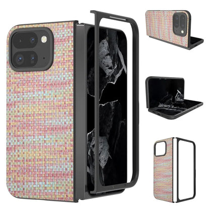 For Google Pixel 9 Pro Fold 5G Case Leather+PC Phone Cover Plaid Texture