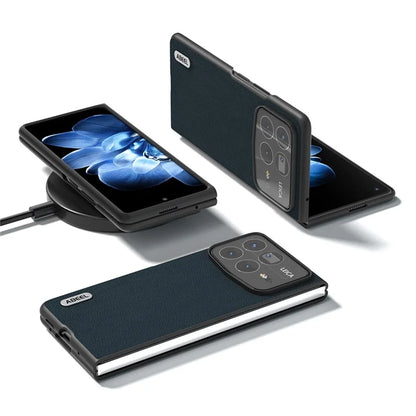 ABEEL For Xiaomi Mix Fold 4 5G Case Genuine Cow Leather Hard PC Phone Cover