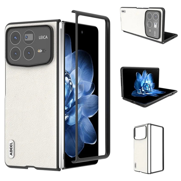 ABEEL For Xiaomi Mix Fold 4 5G Case Genuine Cow Leather Hard PC Phone Cover