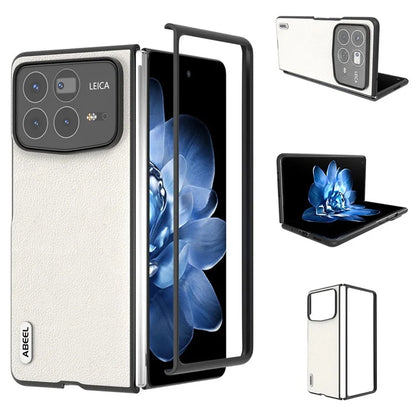 ABEEL For Xiaomi Mix Fold 4 5G Case Genuine Cow Leather Hard PC Phone Cover