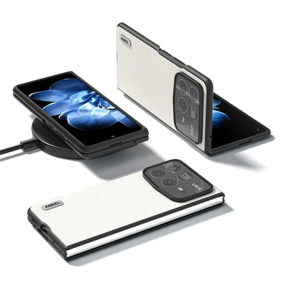 ABEEL For Xiaomi Mix Fold 4 5G Case Genuine Cow Leather Hard PC Phone Cover